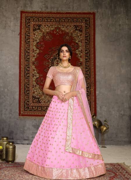Pink Colour Girlish Vol 1 Designer Fancy Heavy Wedding Wear Heavy Net Sequince Embroidered Work Bridal Lehenga Choli Collection 124